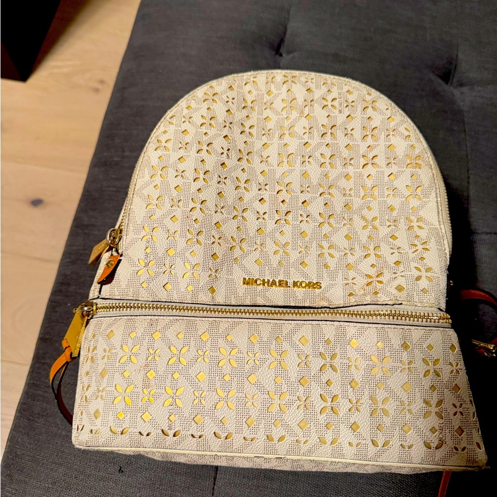 Michael Kors Beige and Gold Women's Backpack